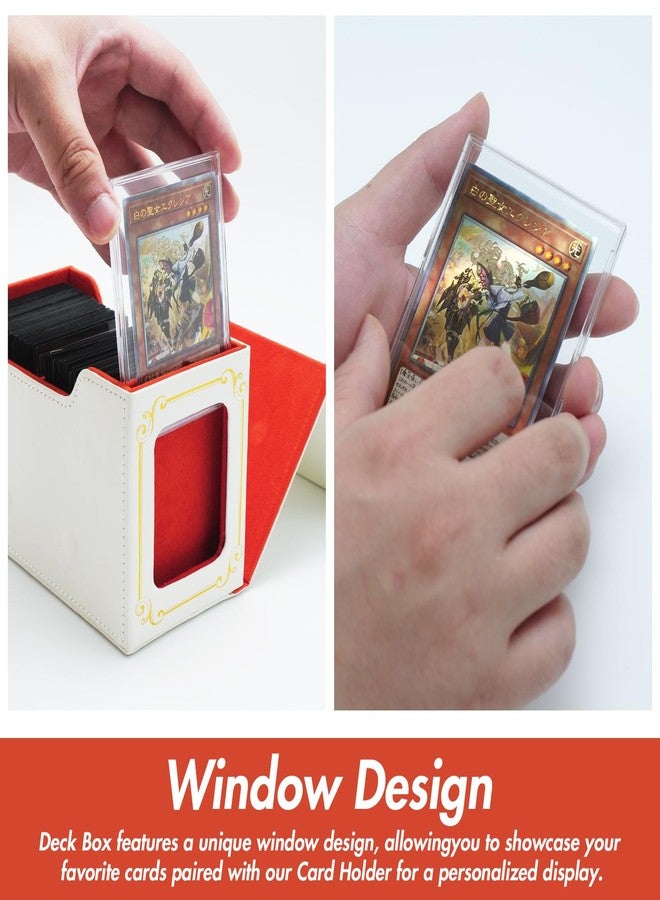 sabermaster STORY OF WHITE Laser Card Deck Box for YGO MTG Organizer Holds 220+ Double Sleeved Card Storage Trading Games Leather Display Windows with magnetic cardholder (White gold) - Image 4